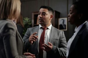 sales professionals talking about their ideas
